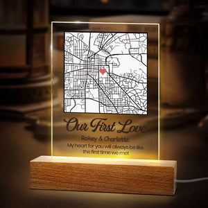 Anniversary Gifts Custom Engraved Map Night Light Our First Date Night Light For Couple