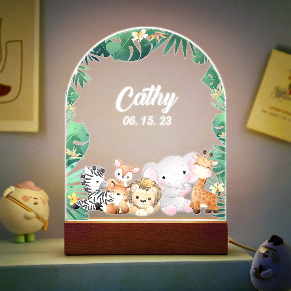 Personalised Santa & Elk Christmas Tree Night Light - Custom Name Desk Lamp