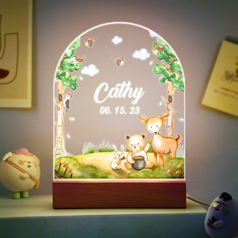 Personalised Santa & Elk Christmas Tree Night Light - Custom Name Desk Lamp