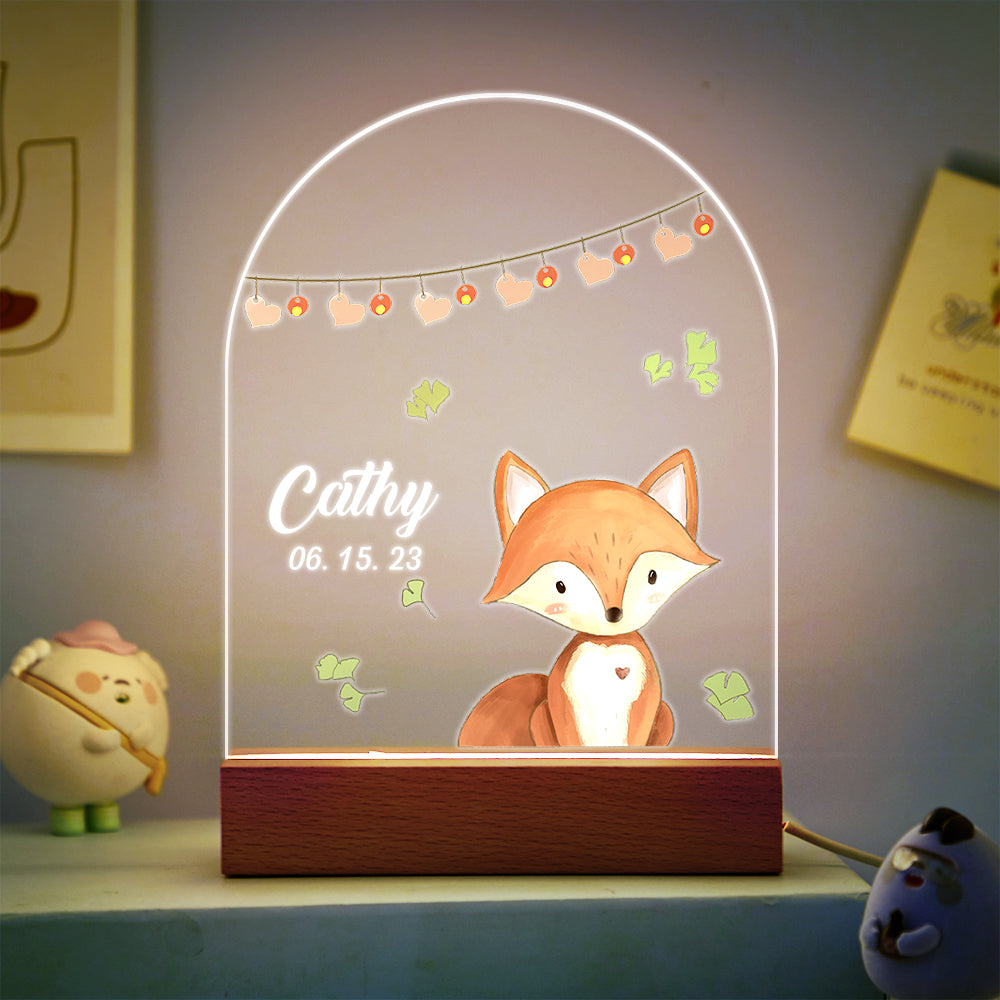 Personalised Santa & Elk Christmas Tree Night Light - Custom Name Desk Lamp