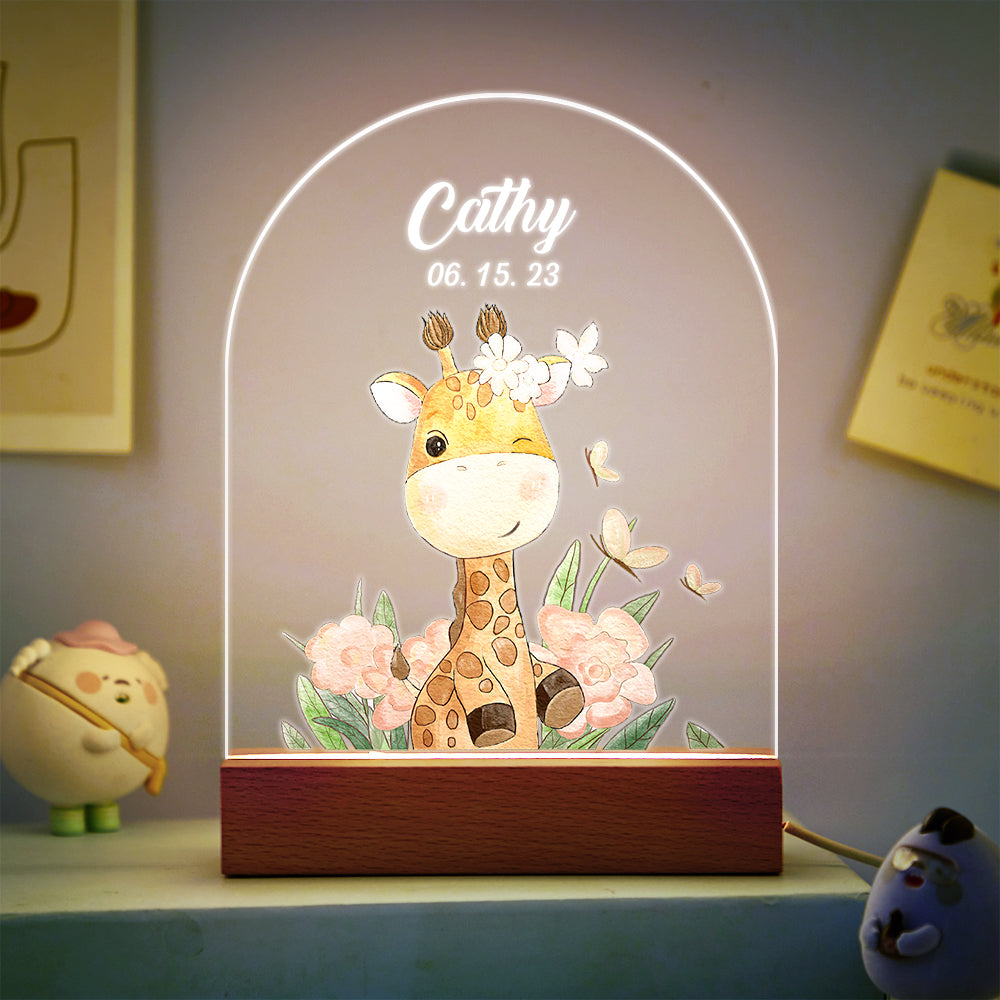 Personalised Santa & Elk Christmas Tree Night Light - Custom Name Desk Lamp