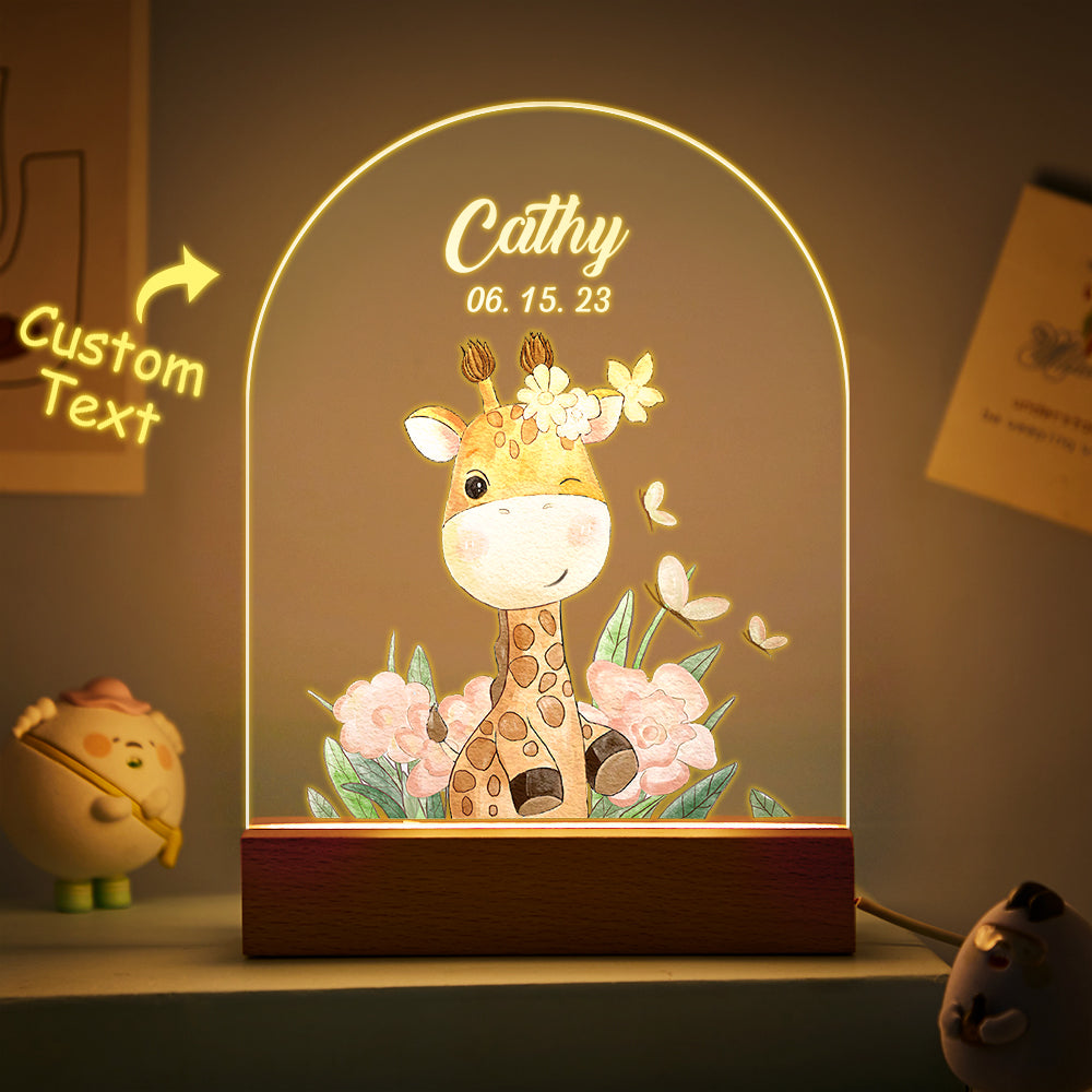 Personalised Santa & Elk Christmas Tree Night Light - Custom Name Desk Lamp