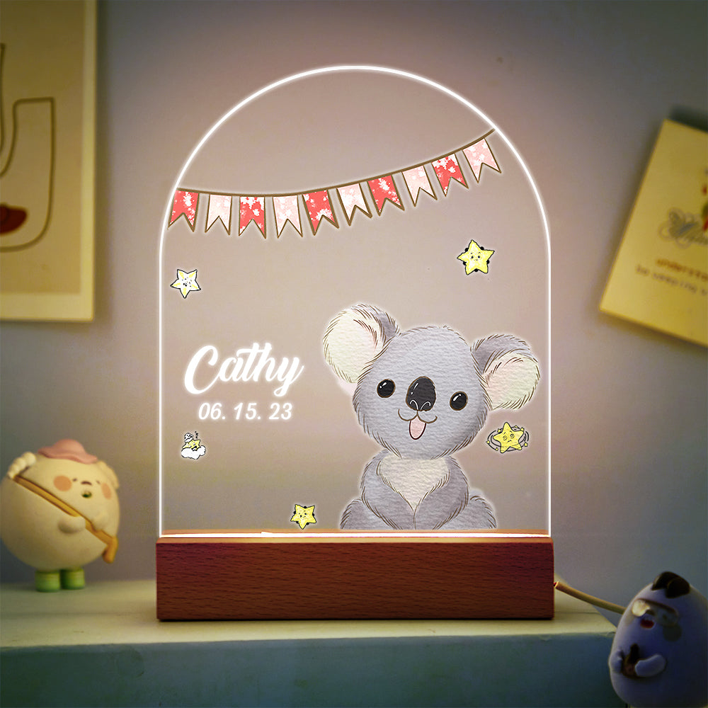 Personalised Santa & Elk Christmas Tree Night Light - Custom Name Desk Lamp