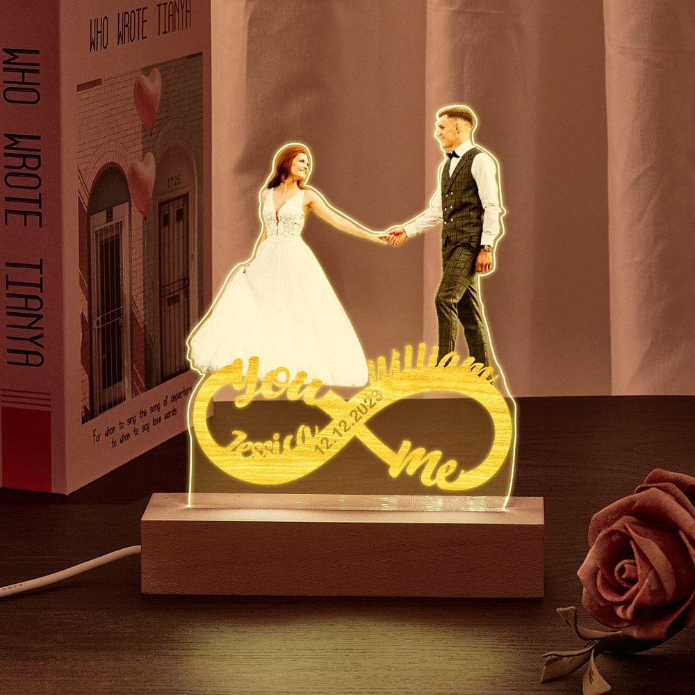Personalised Photo Infinity Couple Lamp - Custom Night Light for Valentine's Day Gifts
