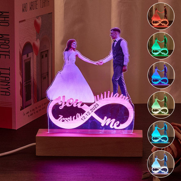Personalised Photo Infinity Couple Lamp - Custom Night Light for Valentine's Day Gifts