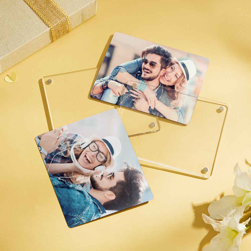 Custom Photo Acrylic Fridge Magnetic Frame Personalized Double-Sided Refrigerator Picture Frame
