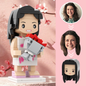 Personalised Brick Figure of mum holding flowers, unique Mother's Day gift personalised face replica in eco-friendly ABS