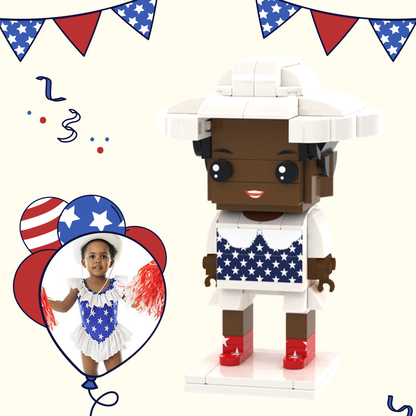 Full-body personalised brick figure of one person made from your photo — bespoke full-body custom mini figure in eco-friendly ABS