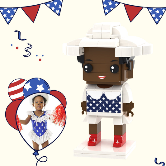 Full-body personalised brick figure of one person made from your photo — bespoke full-body custom mini figure in eco-friendly ABS