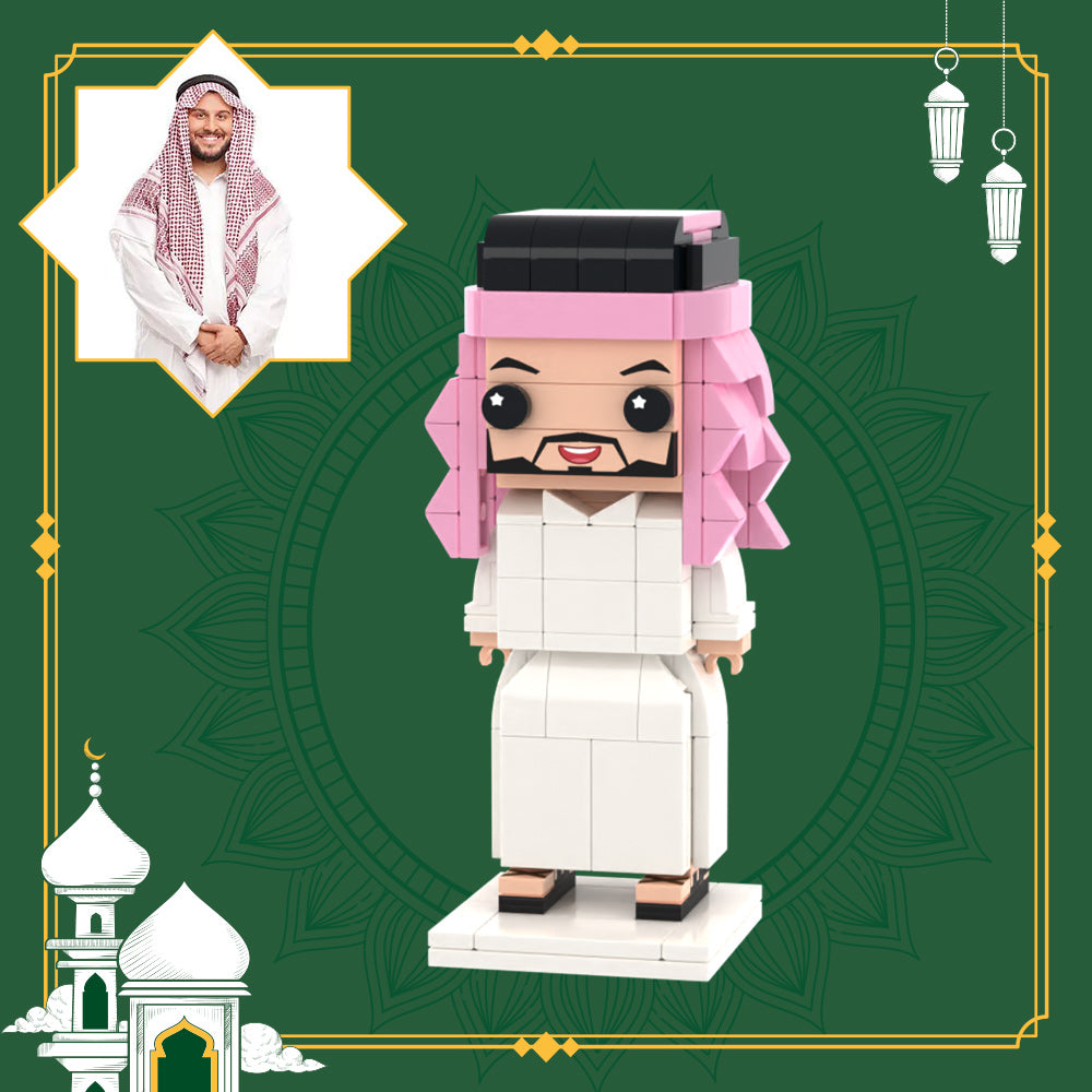 Personalised full‑body custom brick figure (1 person) made from eco‑friendly ABS small particle blocks — bespoke mini block toy gift for Australia & the UK