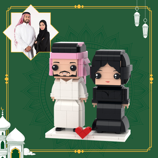 Personalised couple brick figures modelled from a photo – custom anniversary gift for two people, handcrafted eco-friendly ABS keepsake