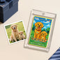 Custom Poke-style stainless steel pet card featuring a personalised high-resolution photo and name — bespoke pet keepsake gift