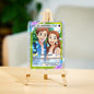 Personalised Valentine's poke card with custom couple names and pixel heart — retro wood and PVC keepsake gift