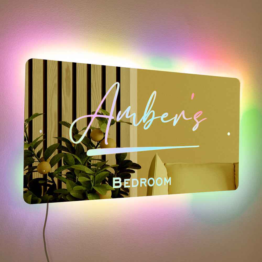 Personalised Name Mirror Light Up Mirror Home Decoration New House Warming Gifts