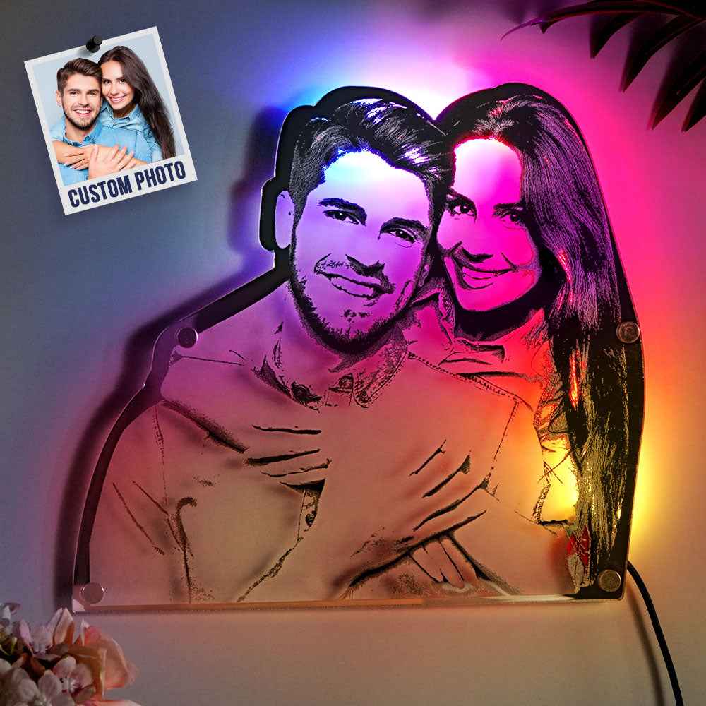 Personalized Portrait Mirror Light Wall Decor Gift