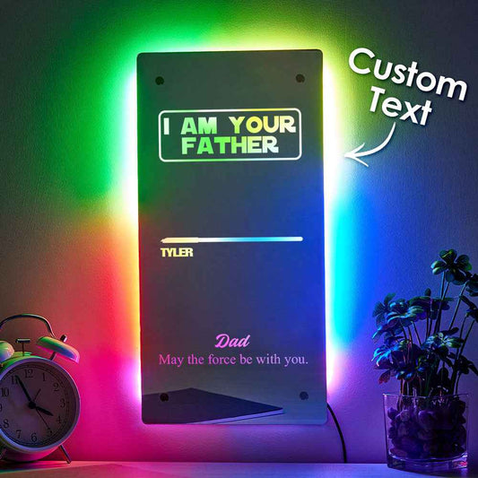 LED Mirror Lamp - Personalised Father's Day Gift with Lightsaber Design