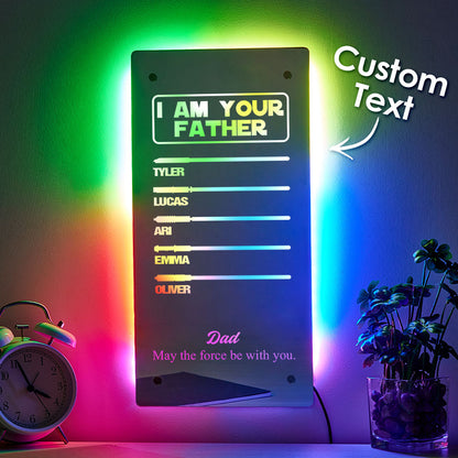 LED lighting module and USB cable included with personalised lightsaber mirror lamp, plug and play USB power