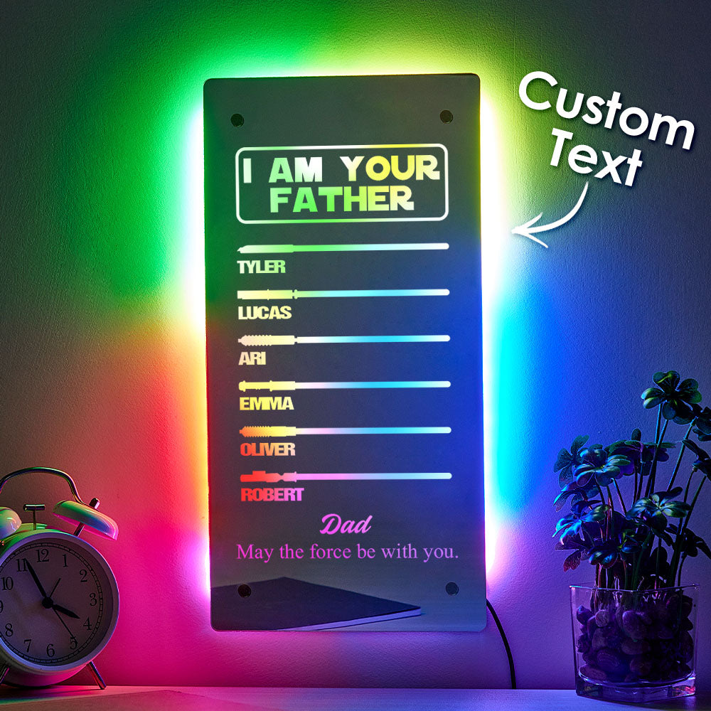 Optional remote control for colour modes and brightness shown with personalised engraved mirror lamp, selectable at checkout