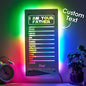 Packaging and contents for personalised engraved mirror lamp showing acrylic panel, LED module, USB cable and instructions