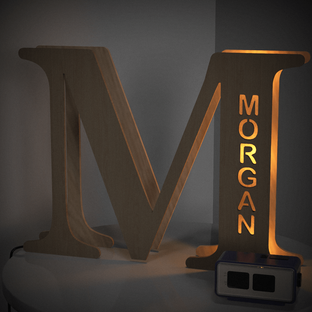 Personalised Name Wooden Letter Night Light - 28cm Custom LED Decor