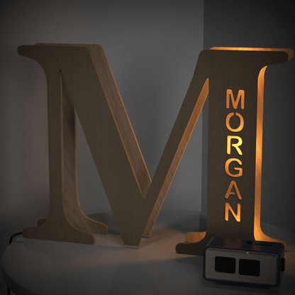 Personalised Name Wooden Letter Night Light - 28cm Custom LED Decor