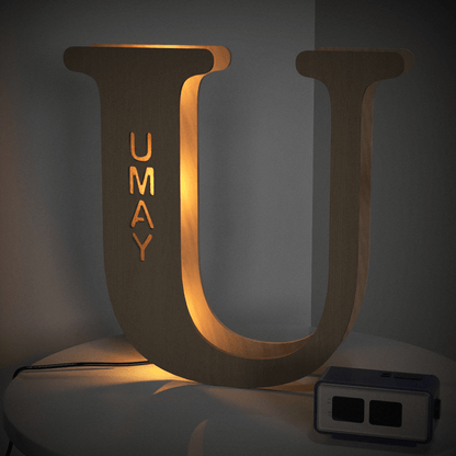 Personalised Name Wooden Letter Night Light - 28cm Custom LED Decor