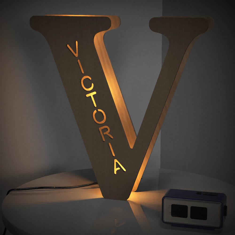 Personalised Name Wooden Letter Night Light - 28cm Custom LED Decor