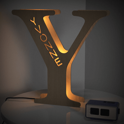 Personalised Name Wooden Letter Night Light - 28cm Custom LED Decor