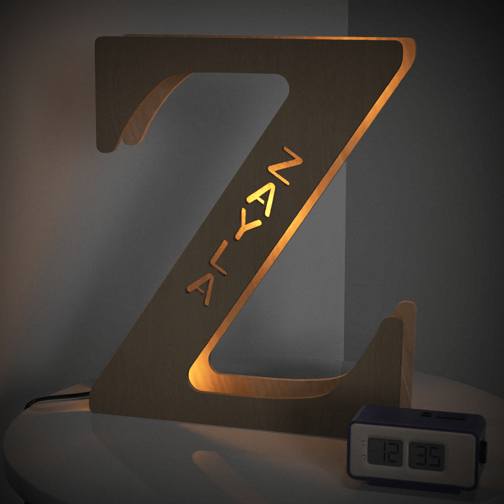 Personalised Name Wooden Letter Night Light - 28cm Custom LED Decor