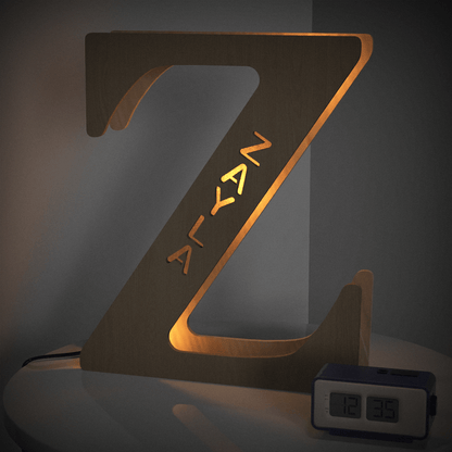 Personalised Name Wooden Letter Night Light - 28cm Custom LED Decor