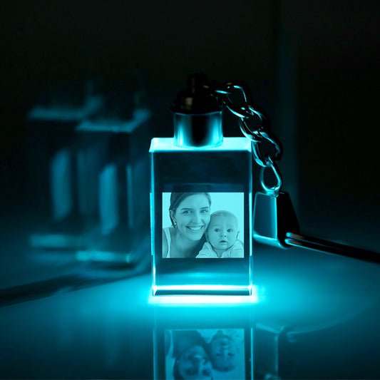 Personalised Photo Rectangle Crystal Keyring with LED Light