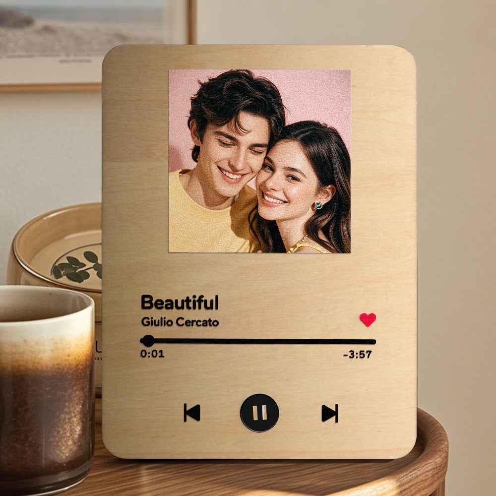 Wooden Music Record Player with Photo Wedding Anniversary Gifts