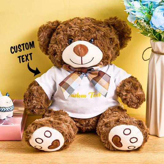 Personalised bear plush teddy in cream with custom text on the tummy – soft plush and PP cotton filling, ideal baby shower gift, 25 x 35 cm