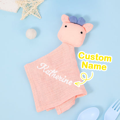 Personalised baby soothe towel comforter with embroidered name on soft cotton 23 cm security blanket