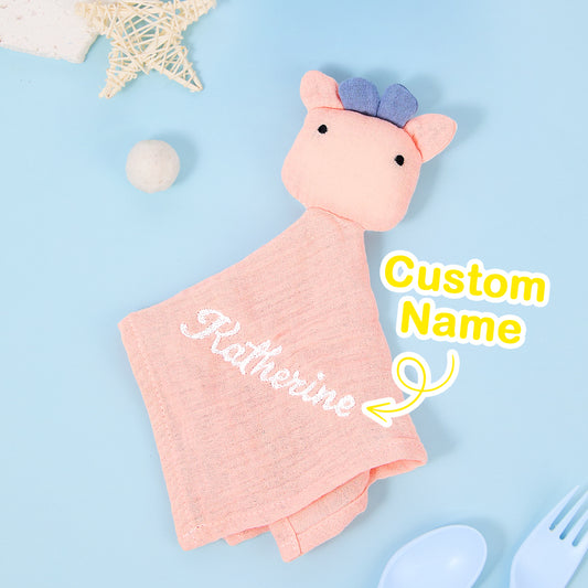 Personalised baby soothe towel comforter with embroidered name on soft cotton 23 cm security blanket