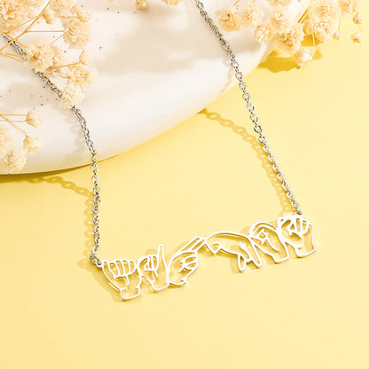 Personalised ASL Necklace - Custom Sign Language Jewelry Gift for Hearing Impairment