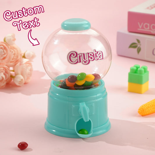 Personalised Mini Gashapon Candy Dispenser with custom name on front - compact 10 x 14.5 cm birthday gift for kids