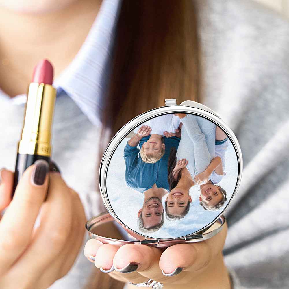 Personalized Photo Compact Portable Mirror Travel Birthday Gift for Her