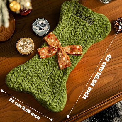 Personalised Dog Bone Christmas Stocking - Custom Name Gift for Puppy Lovers
