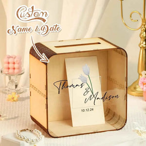Personalized Wedding Card Box Square Wedding Memory Box Wedding Gift for Couple