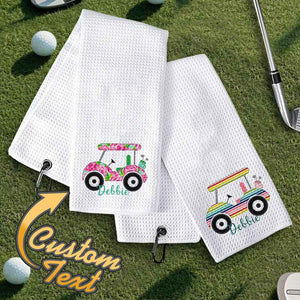 Personalized Golf Towel with Name Hanging Clip Golf Cart Towel Gift for Golf Lovers