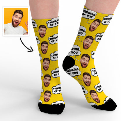 Gift presentation of personalised face socks – Thinking Of You custom photo socks ideal for birthdays Mother's Day and anniversaries
