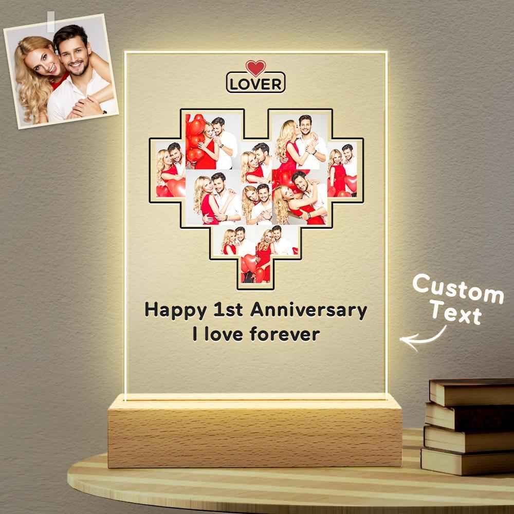 Father's Day Gift Custom Photo Plaque Personalized Glass Nightlight Gift