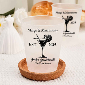 Personalized Margs & Matrimony Disposable Plastic Cups for Bachelorette Bridal Party Supplies Gift
