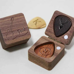 Custom Wooden Guitar Picks Box Personalized Guitar Pick Box Storage Wood Guitar Plectrum Organizer Music Gift for Guitarist Musician