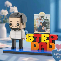 Full Body Customizable STEP DAD Building Block Figures with Photo - Perfect Father's Day Gift