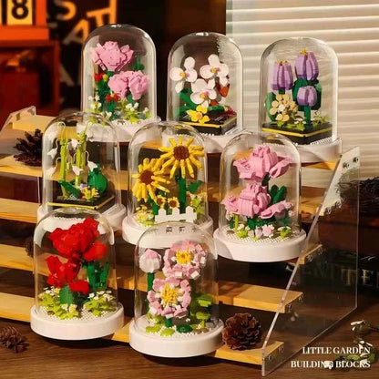 Lotus Bouquets DIY Flower Building Set Perfect Birthday Gift with Dust Cover Valentines Gift