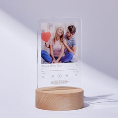 Custom Spotify Code Lamp - Personalised Acrylic Night Light with Wood Base