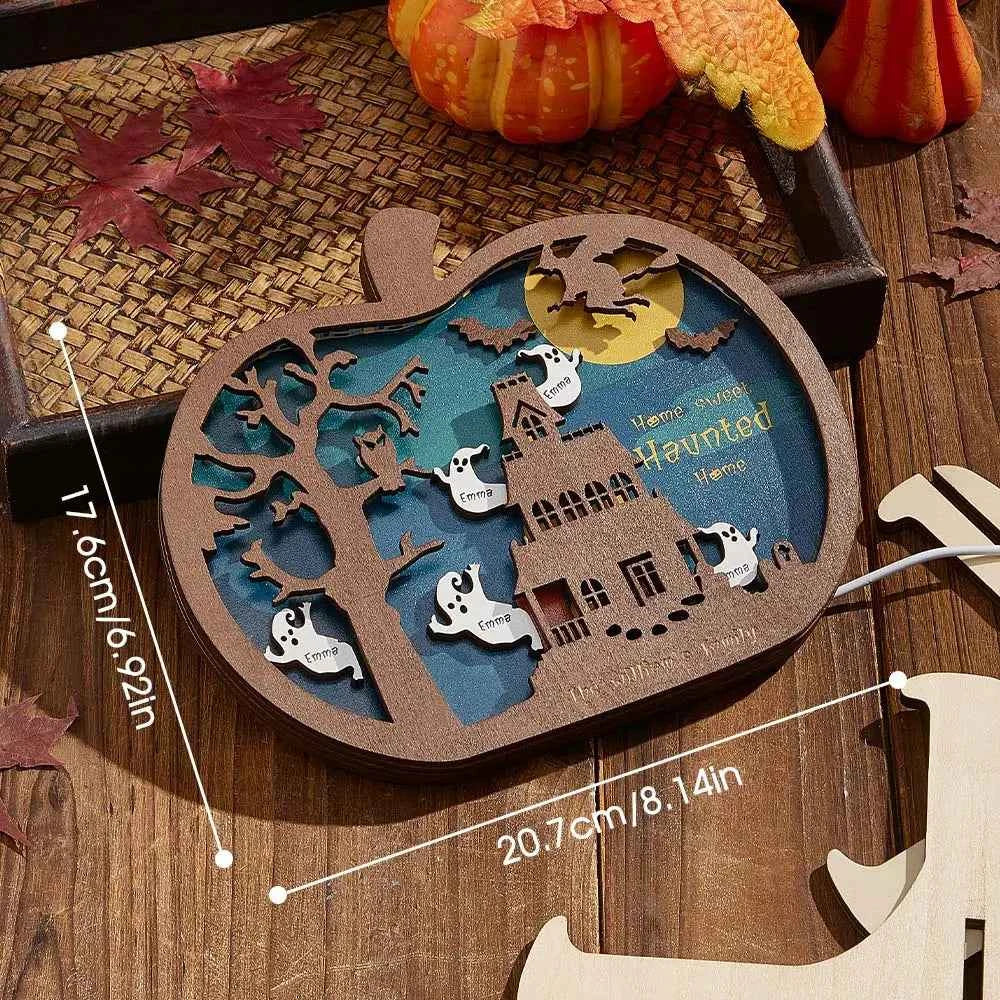 Personalized Halloween Light with Family Name Halloween Decorations Night Light Gifts for Family