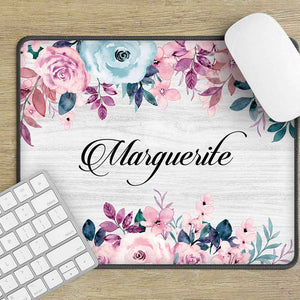 Custom Name Mouse Pads Colorful Floral Mousepad Office Decor